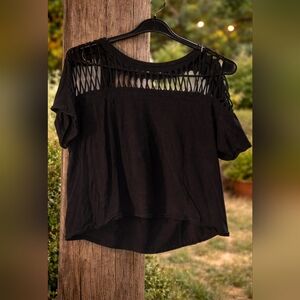 SHEIN Black Cut-Out Women's Blouse